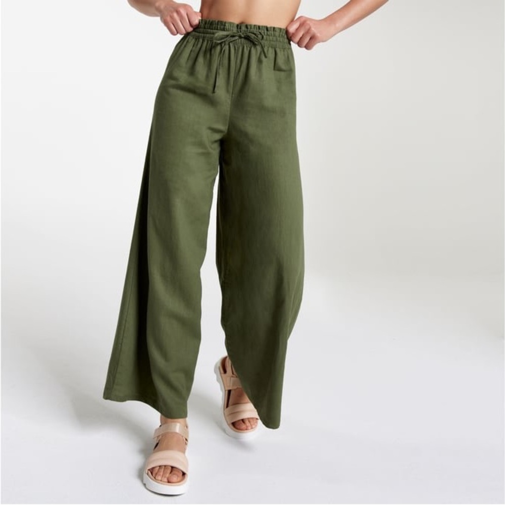 Calia Green Linen Wide-Leg Pants - Size Small